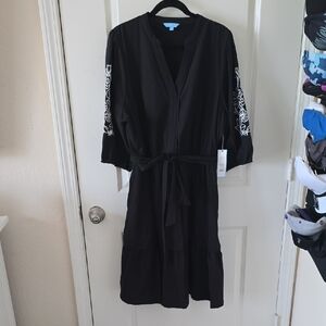 Draper James Black Dress with White Embroidered Detail